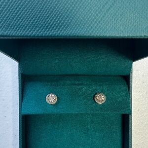EFFY 925 Sterling Silver Diamond Pave Round Cut Stud Earrings Post Back NIB